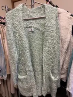 ミントグリーン フワフワカーディガン