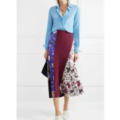 DIANE VON FURSTENBERG パッチワーク風フレアスカート シルクのサムネイル