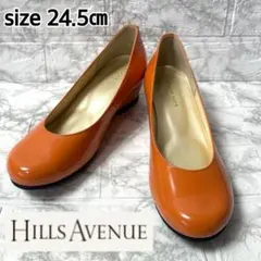 【未使用品】HILLS AVENUE エナメルウェッジソールパンプス オレンジのサムネイル