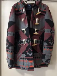 GAP 幾何学模様 ダッフルコート フード付き