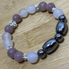 22.テラヘルツ、ストロベリークォーツ、ホワイトオニキスのブレスレット