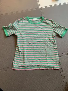 BEAMS BOY ボーダーTシャツ ピンク×グリーンのサムネイル