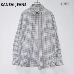 メンズ 長袖シャツ チェック柄 ホワイト L シティーボーイ 韓国カジュアル