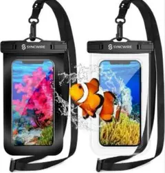 防水ケース スマホケース 2個セット ショルダーストラップ付き ポーチ