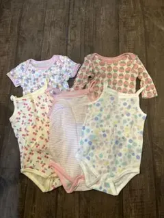 6点セット ベビー肌着 フルーツ柄・ドット柄・ストライプ柄