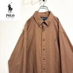 超人気❗️ラルフローレン　ワンポイントロゴシャツ　XXL90s刺繍古着希少レア長袖
