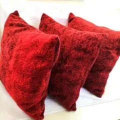 パイル地 クッション レッド 3個セット