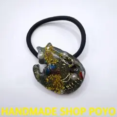 かわいい♡『眠り猫ヘアゴム』オルゴナイト　天然石　ヘアゴム　お守り