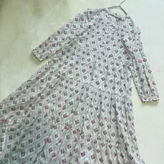 ZARA ティアードワンピース　ロング　インド綿　コットン　総柄 M