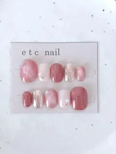 No.610ベリーショート　ネイルチップ　ピンク　マグネット　ニュアンス　春