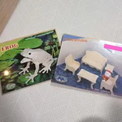 ウッドクラフト　クラフト材料　カエル　家具　ソファ　テーブル　ウッドパズル