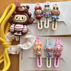 ラブブヘアピン　キャラクターヘアピン 6個セット　ヘアゴム1個