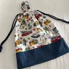 体操服入れ　車　30×35 体操着袋　お着替え袋　はたらく車　乗り物　働く車