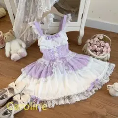コスプレ　ドレス　 lolita オリジナル 洋服 ロリータ パープル