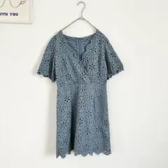 リリーブラウン　ミニワンピース　コットン刺繍　半袖　スウェード生地　キレイめのサムネイル