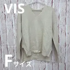 ベージュ Vネック ニット 長袖