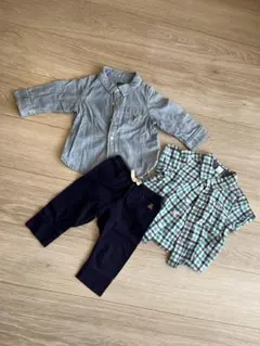 GAP 6-12ヶ月 デニムシャツ・チェックシャツ・パンツセット