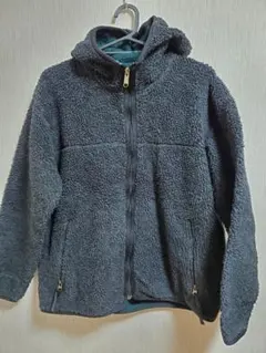 54 ダークグレー フリースジャケット フード付き ボアジャケット