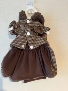 チェック柄ボア襟犬服