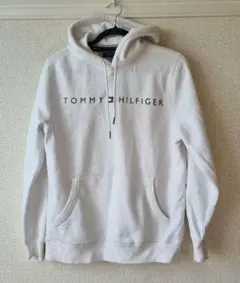 AO225 トミーヒルフィガー ホワイト ロングスリーブ パーカー、M (美人)