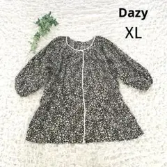 【美品】Dazy　花柄ブラウスカットソー 七分袖【XL】 ゆったり大きいサイズ