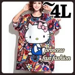 【M～4L】キティちゃん メッシュ 半袖Tシャツ 大きいサイズ レディース