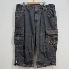 1077 PJS Surf Black Denim Cargo Shorts