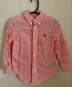 【極美品】ラルフローレン ギンガムチェックシャツ 100cm オレンジ 3T