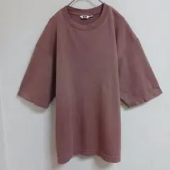 エアリズムコットンオーバーサイズTシャツ 5分袖 ブラウン M