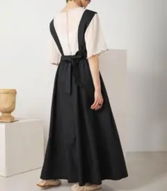 BAB　 ロングフレアジャンパースカート　バブ　Vネックジャンパースカート