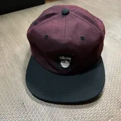 Stussy バーガンディ ブラック キャップ
