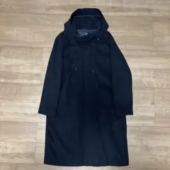Bershka フード付き ネイビー ロングコート Lのサムネイル