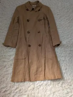 BEAMS麻 ブラウン ダブルブレストコート