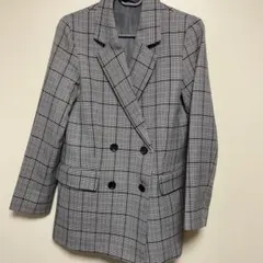 GUグレンチェック柄ダブルブレストジャケット