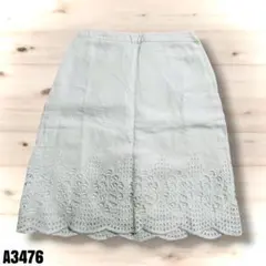 theory luxe リネン 麻 ホワイト刺繍タイトスカート 38 A3476