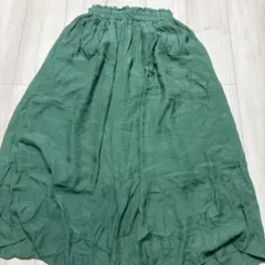 グリーン フレアキュロットスカート ゴムウエスト