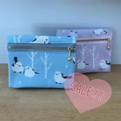 SALE!!フタにファスナー移動ポケット☆シマエナガ2点セット☆ハンドメイド