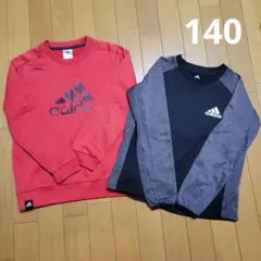 adidas トレーナー 140サイズ 赤 黒 2点セット