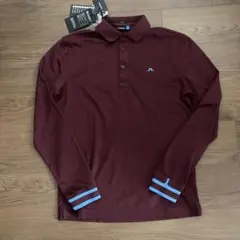 J.Lindeberg バーガンディ スリムフィット ポロシャツ