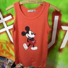 ヨーロッパ古着 ミッキーマウス オレンジ 00s タンクトップ 肌触り良のサムネイル