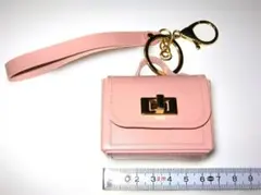 新品【ミニ バッグ キーホルダー ピンク】小物入れ 開閉式 ミニチュア