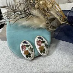 11.844【イヤリング】七宝焼　花モチーフ　アクセサリー　ピアス変更可