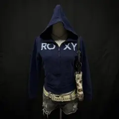 平成ギャル　y2k グランジ　ROXY ジップアップフーディ　ロゴ　短丈　タイト