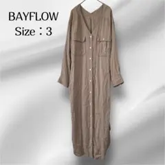 BAYFLOW ベージュ 長袖 ロングワンピース Lサイズ (シミあり)