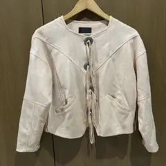 Sea Room Lynnノーカラージャケット ベージュ フリンジ付きのサムネイル