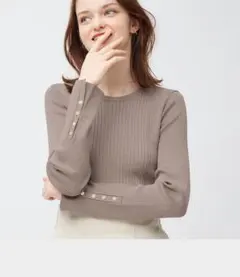 新品２枚セット☆GU ジーユーリブボタンスリーブセーターＺ／ニット