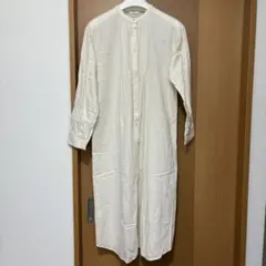 サマンサモスモスブルー　綿100% ロングシャツ　シャツワンピース　アイボリー