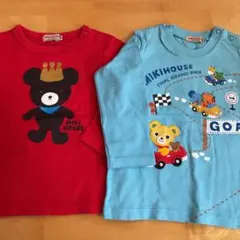 【美品 記名なし】ミキハウス 90 長袖 トップス 2枚セット