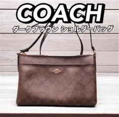 COACH コーチ ダークブラウン シグネチャー ショルダーバッグ F58316