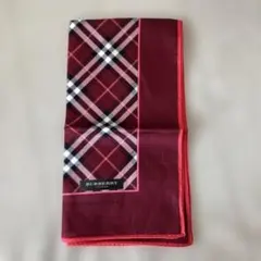 BURBERRY バーガンディ チェック ハンカチ